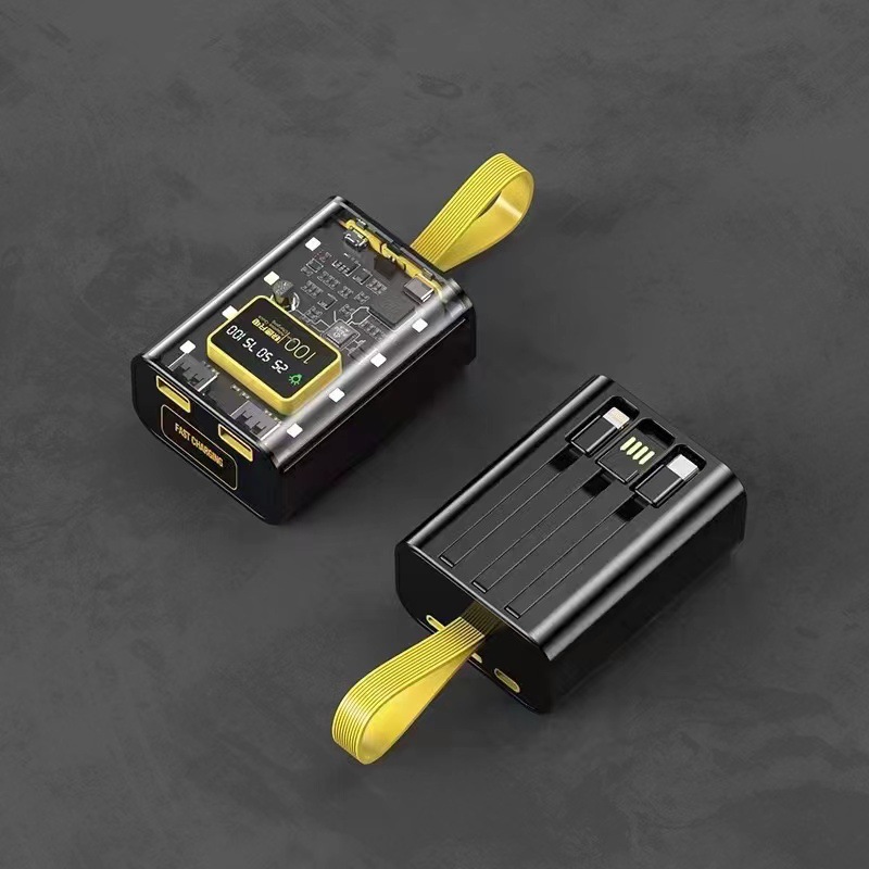 Shell transparente punk ventilador mecha con tres líneas de carga de gran capacidad 2w miliamperios fuente de alimentación portátil al aire libre