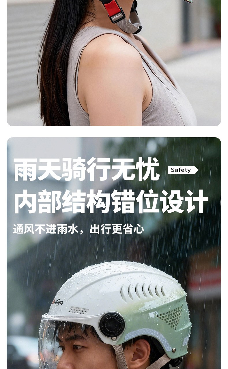 Motorcycle helmet for women, 2026 new model, 3C certified, gradient color, summer sun protection, electric bike riding half helmet