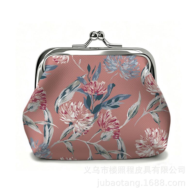 Hot Selling Fresh Floral Coin Wallet Cute Student Small Wallet Girl Mouth Gold Bag Iron Buckle Key Bag Coin Purse