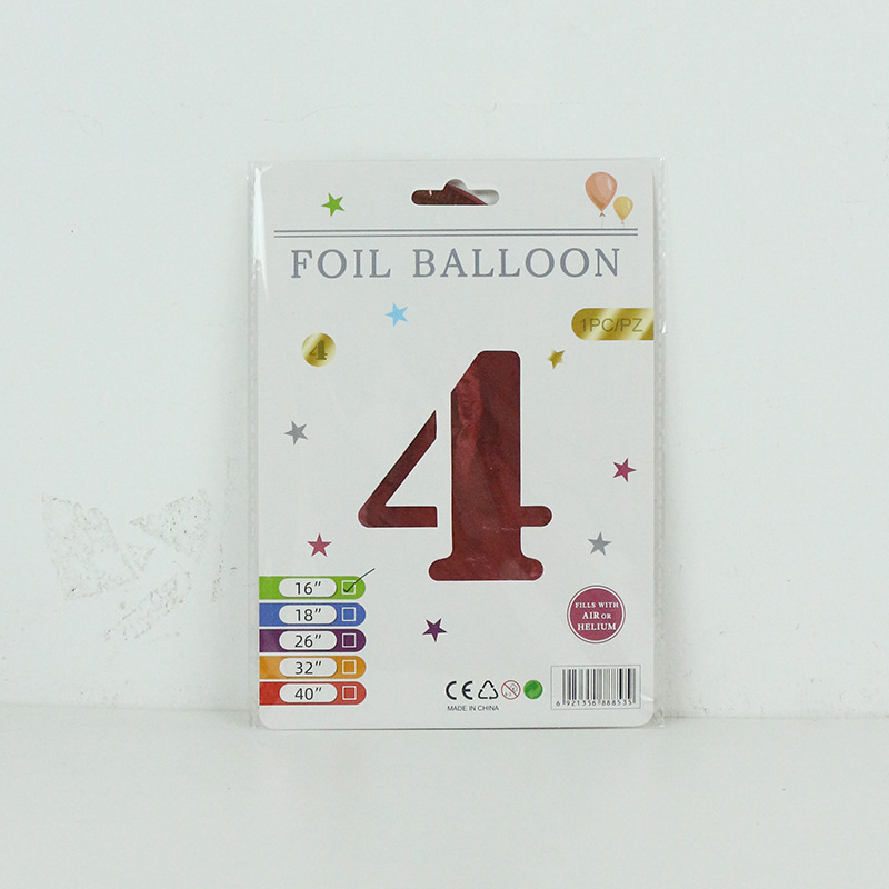 Versión americana cuerpo delgado película de aluminio globo decorativo al por mayor 16 pulgadas embalaje fino Tarjeta de papel digital independiente embalaje papel de aluminio globo