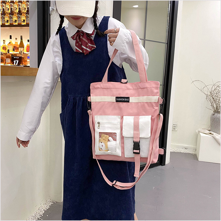 Factory wholesale 2021 new Korean-style canvas handbags, large-capacity multi-functional student cloth bags, four-use bags undefined