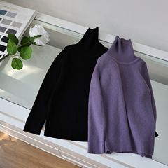 2023新款兒童高領打底衫精紡羊毛坑條針織衫女童秋冬季毛衣長袖