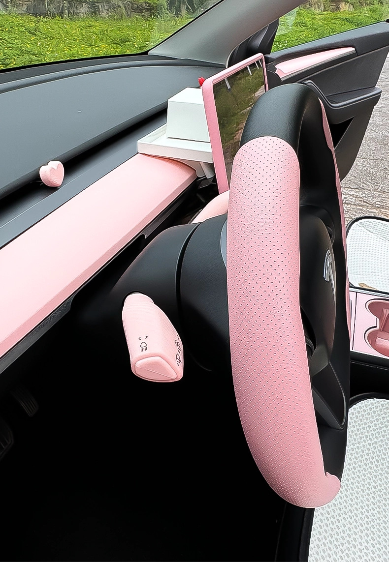Suitable for Tesla Model 3/Y pink interior Y modified steering wheel cover dashboard decoration accessories