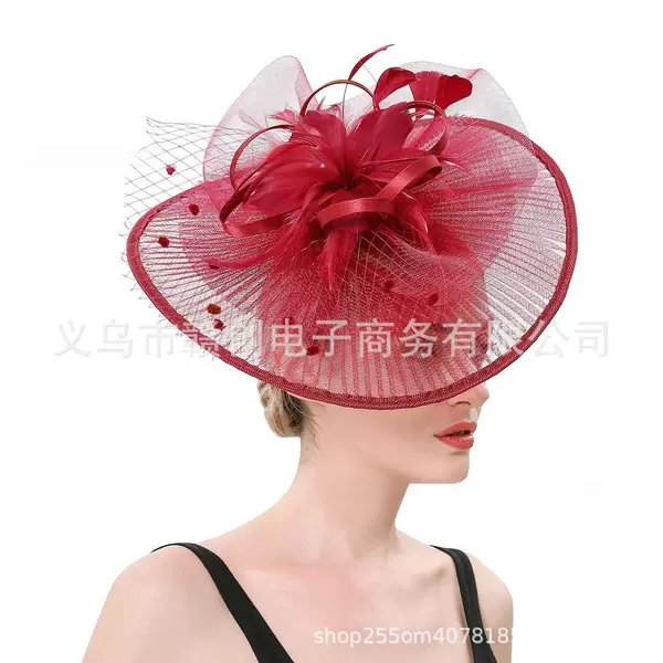 Cross-Border Popular Horse Racing Festival Head Flower Independence Day Dress up Bridal Headdress Hair Accessories Hairpin Mesh Lace Hat Headband