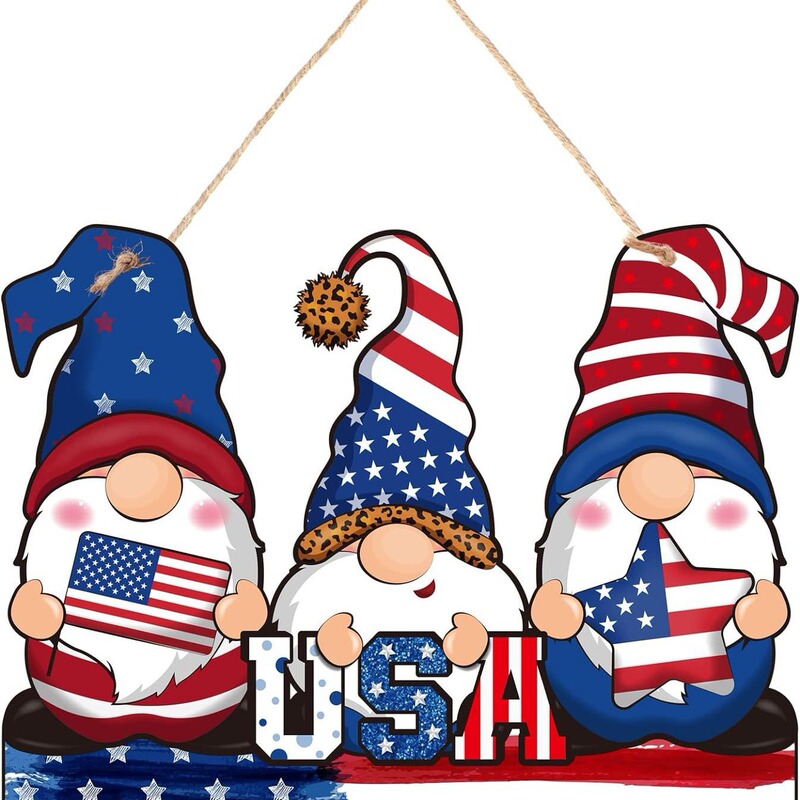 July 4th Independence Day Decorations American Country Wood Plates Wood For Front Door Porch Wall Window Decoration