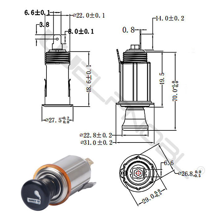 Source supply cigarette lighter socket mother Seat car charger mother seat yacht bus car ship General