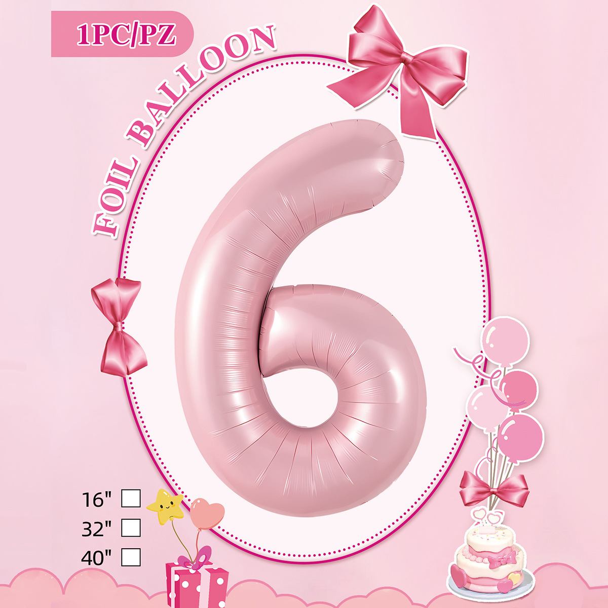 Embalaje de tarjeta de papel independiente digital de cumpleaños impreso en blanco de 32 pulgadas, decoración de fiesta de la versión estadounidense, película de aluminio, decoración de globos de papel de aluminio