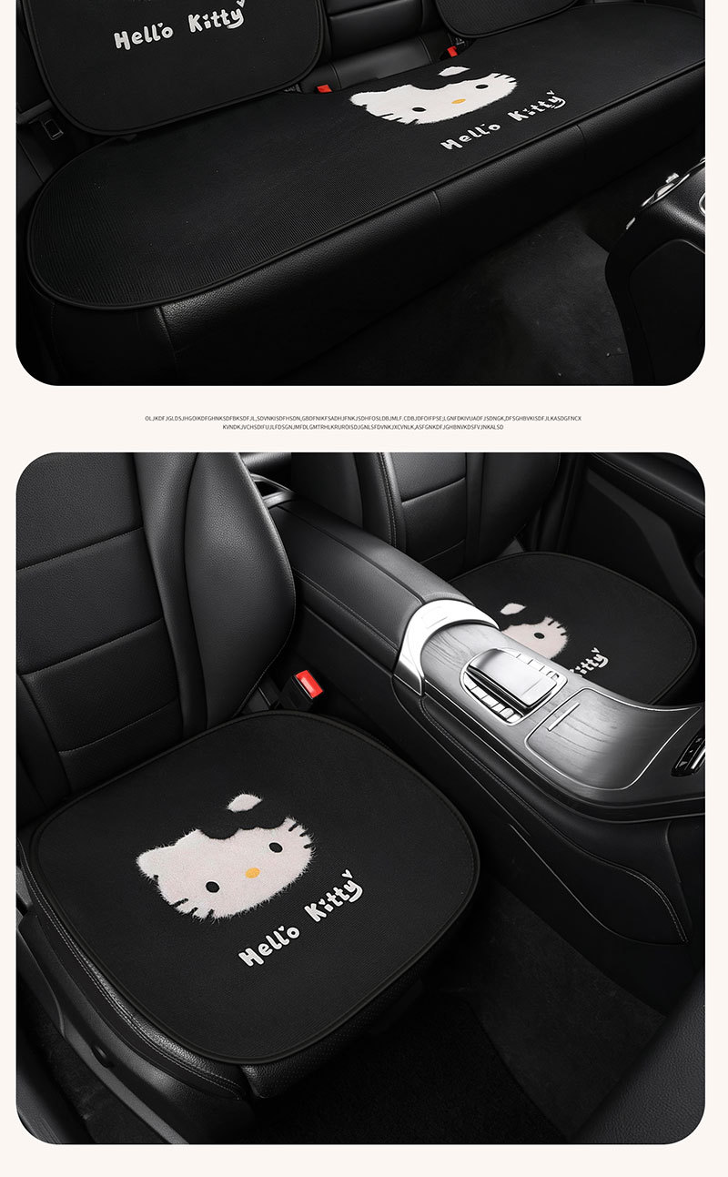 New KT Cat Car Seat Cushion Summer Ice Silk Cartoon Cute Breathable Honeycomb Mesh Fabric Universal Car Seat Pad for All Seasons