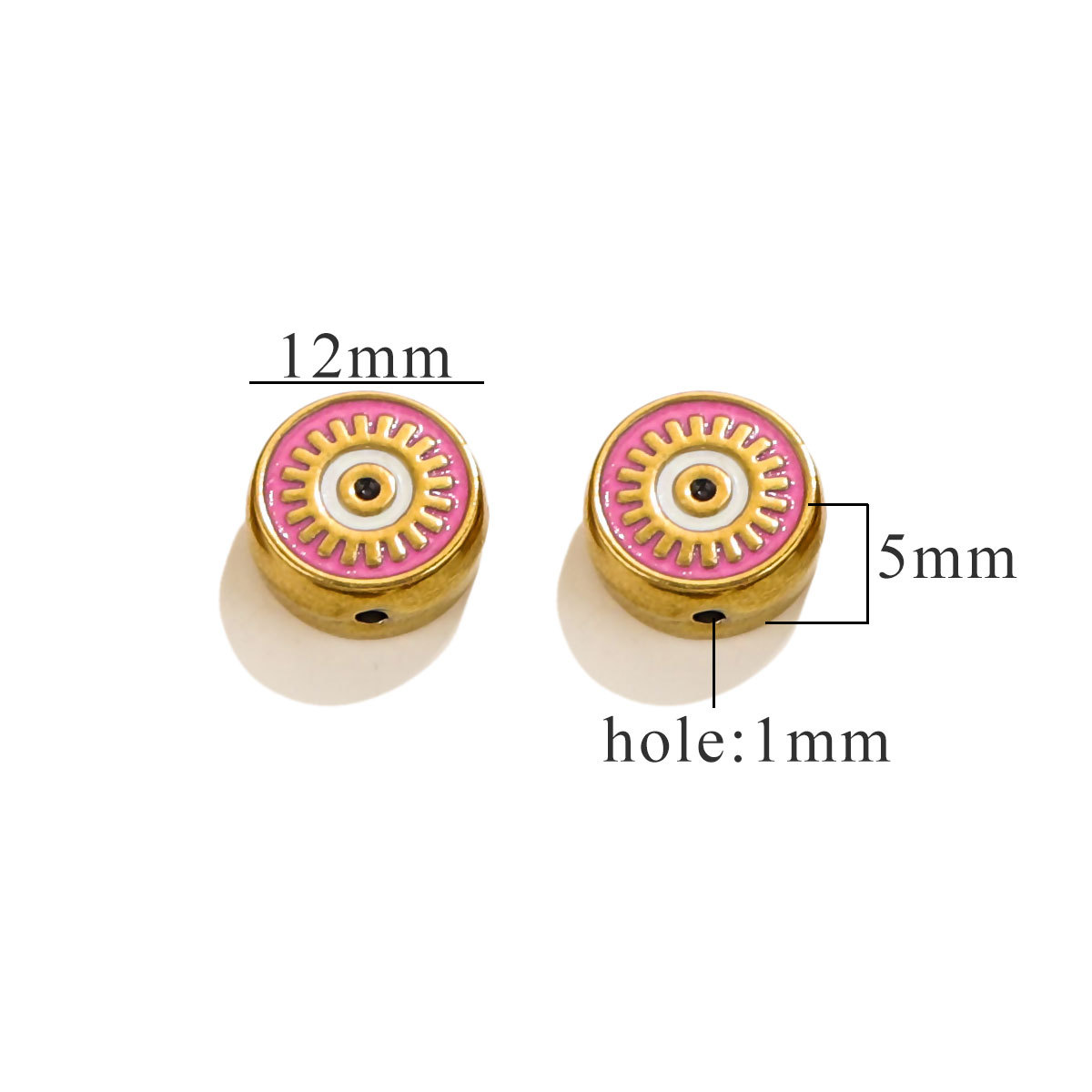 Cuentas cuadradas de acero inoxidable europeas y americanas, cuentas de ojos de doble cara con goteo de esmalte, cuentas divisorias, cuentas sueltas, accesorios de joyería de bricolaje al por mayor