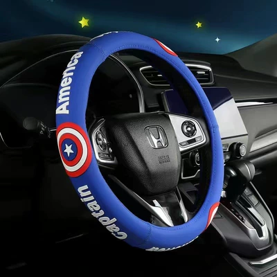 Personalized Universal Non-slip Handle Cover | Steering wheel cover - captain-america-blue-38cm