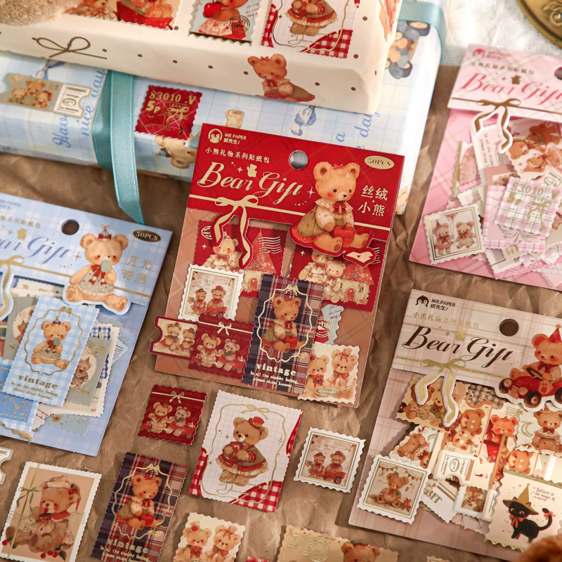 Бумага г г-н Горячий штамп стикер сумка для маленьких медведей подарок милый ретро наклейка для ручного счета декоративная наклейка