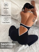 Q 37317 Color Block Yoga Jumpsuit ײɫ�٤�� �羳ŷ��