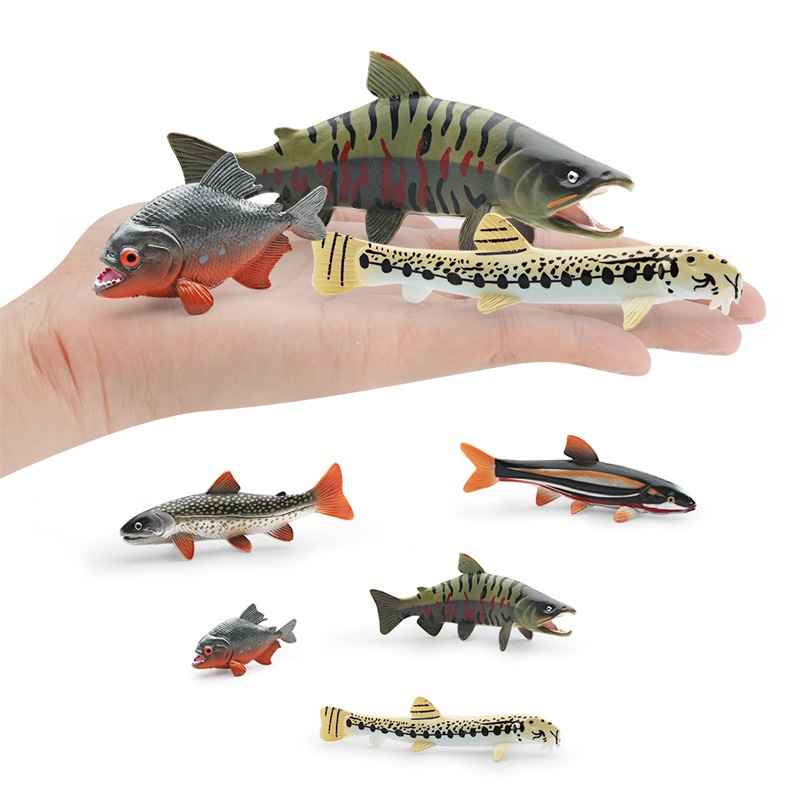 Transfronteriza simulación animal marino chino Loach flecha pescado rojo punto salmón piraña modelo adornos