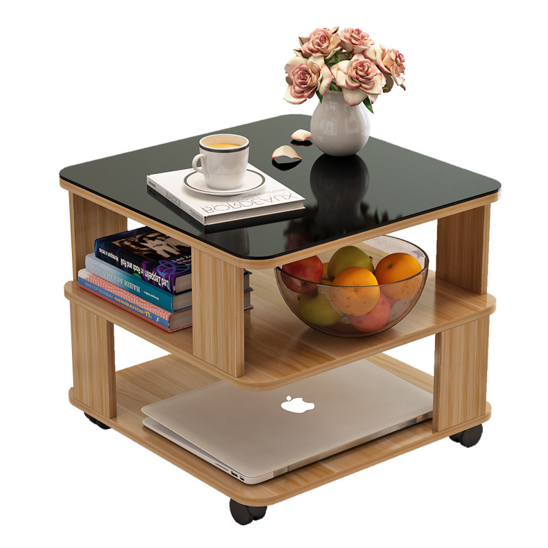 Modern simple small coffee table corner table living room mini corner cabinet sofa side cabinet glass side table corner table bedroom side table