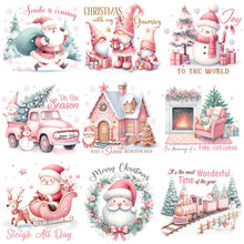 厂家批发粉色圣诞节烫画现货 衣服logo烫印贴高弹耐水洗胶印烫图