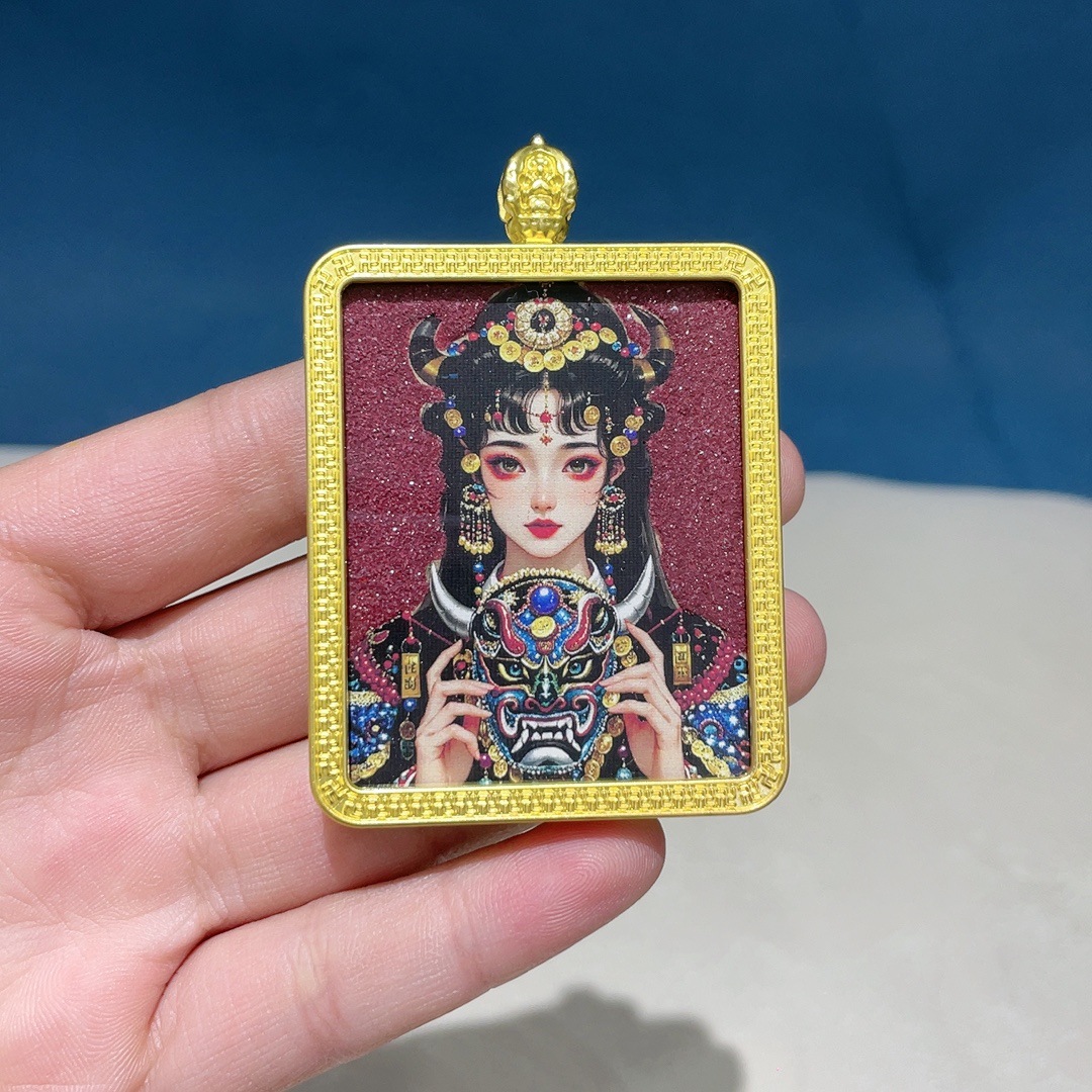 Cinnabar powder painted Five Ye Tangka Gawu Box Pendant, New Chinese style Pendant for the Year of t