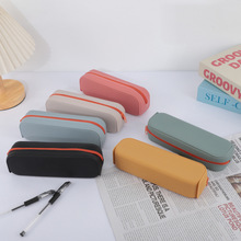 创意长方形硅胶笔袋学习办公收纳文具盒彩色硅胶铅笔盒可印logo批