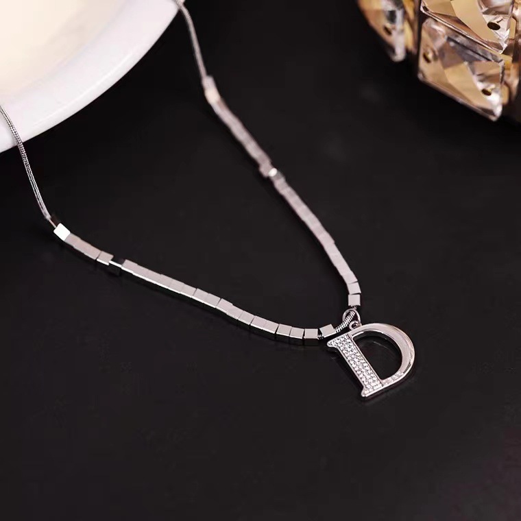 Letter D Pendant Square Necklace Gold Plated Chain For Women_voghion.com
