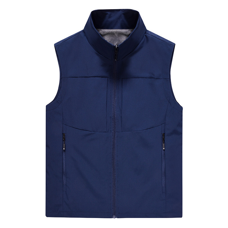 Spring New Casual Breathable Vest Outdoor Photography Fishing Sports Men's Cardigan Stand Collar Printed Logo Vest