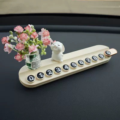 Nömrəli dayanma kartı | moving car display number plate - sweet-rabbit-pink-peach-blossom-bottle-white-aromatherapy-license-plate