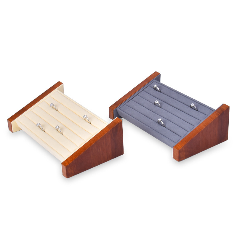 简约木质戒指展示架 首饰陈列道具 多格戒指座收纳托珠宝饰品收纳