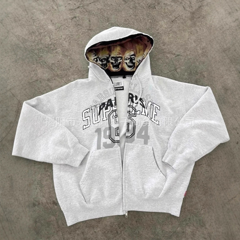 Fashion Versatile Summer American-Style Washed Personalized Pattern Long-Sleeve Hooded Sweatshirt Japanese Trendy High-End Jacket for Men