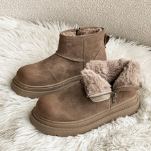 棉鞋男款2025新款加绒加厚男鞋一脚蹬冬鞋保暖防寒棉靴翻毛雪地靴