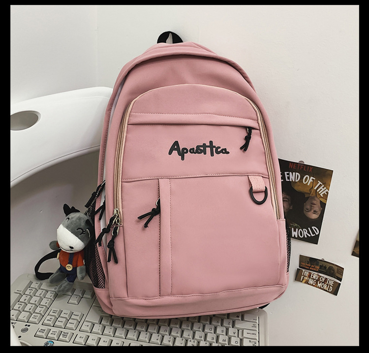 Wholesale Simple Large-capacity Solid Color Letter Embroidery Backpack Nihaojewelry display picture 4