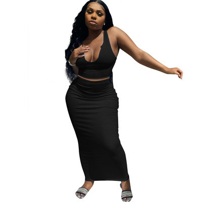 V-neck camisole suit sleeveless long dress NSYF62640