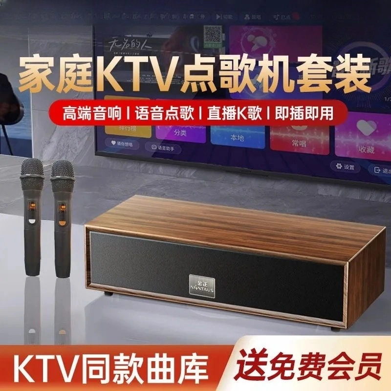 Home Ktv Audio Microphone Karaoke Machine Tv Karaoke Wireless Microphone All-In-One Bluetooth Speaker Audio and Video Set