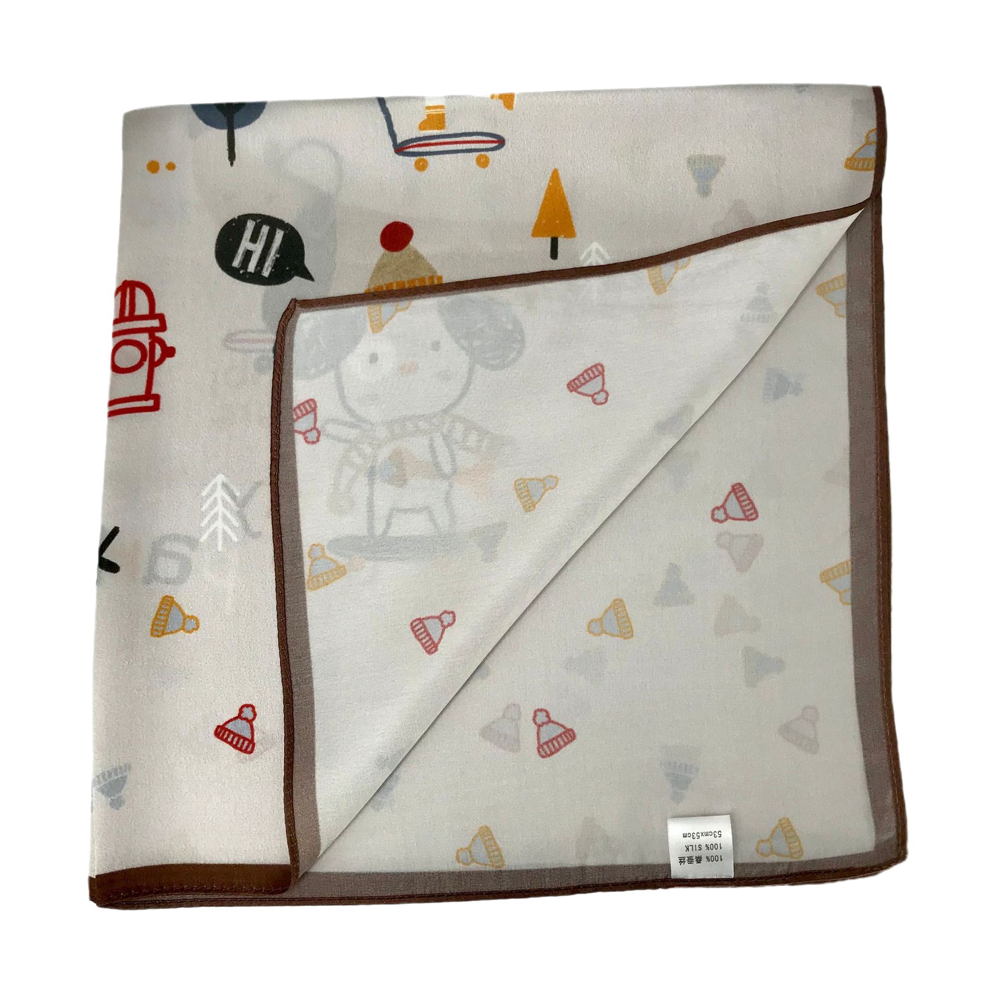 Hangzhou Pure Silk Printed French Square Scarf, Mulberry Silk Versatile Decorative Commuter OL Necktie for Women - Thumbnail 5