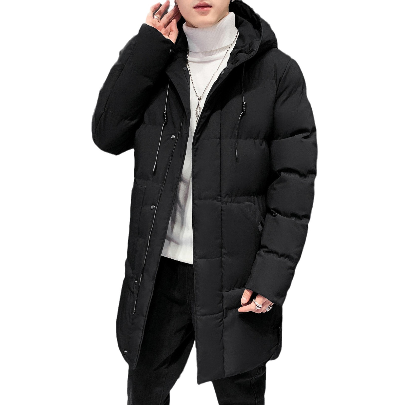 Chaqueta Acolchada de Largo Medio para Hombre 5XL-8XL de Poliéster Térmica para Invierno