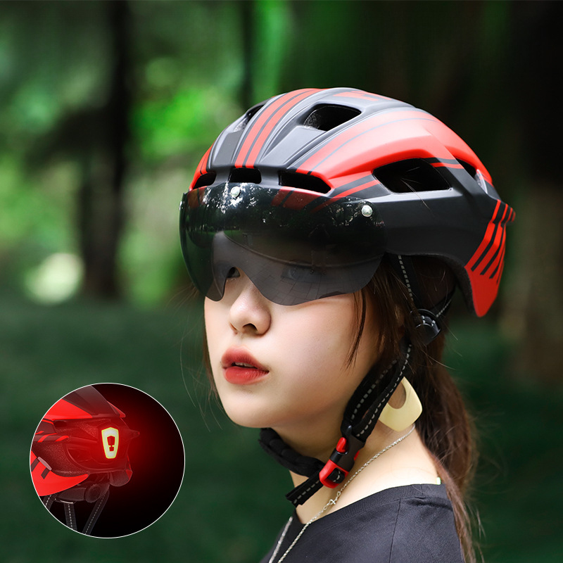 WEST BIKING riding helmet integrated molding helmet with goggles mountain road bicycle helmet equipment_voghion.com