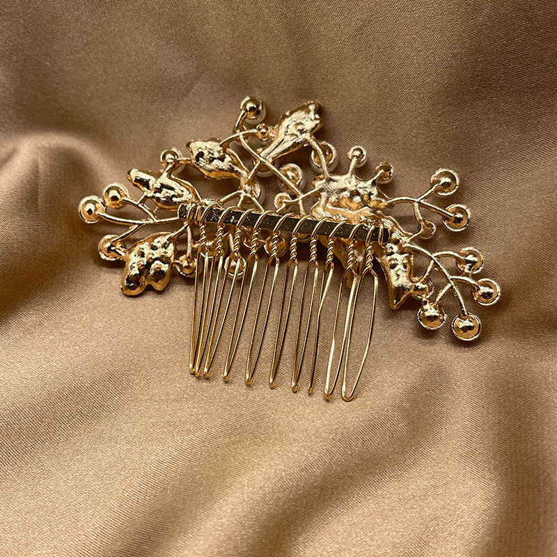 Women's Elegant Flower Iron Plating Rhinestones Insert Comb display picture 3