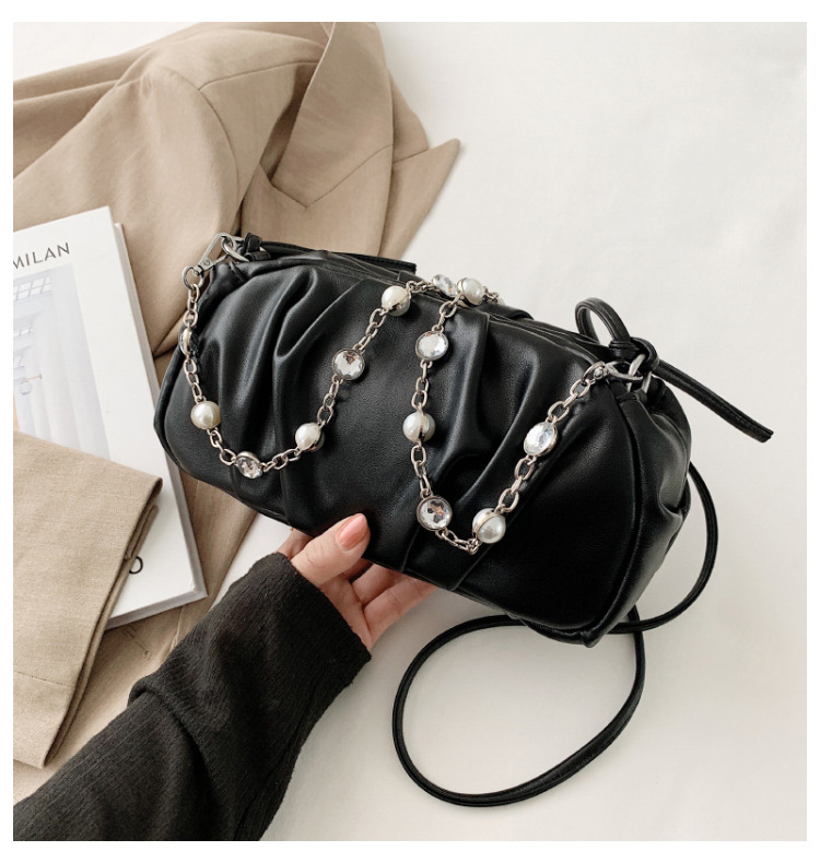 Wholesale Weiche Pu Faltenperlenkette Einzelne Schulterhandtasche display picture 59