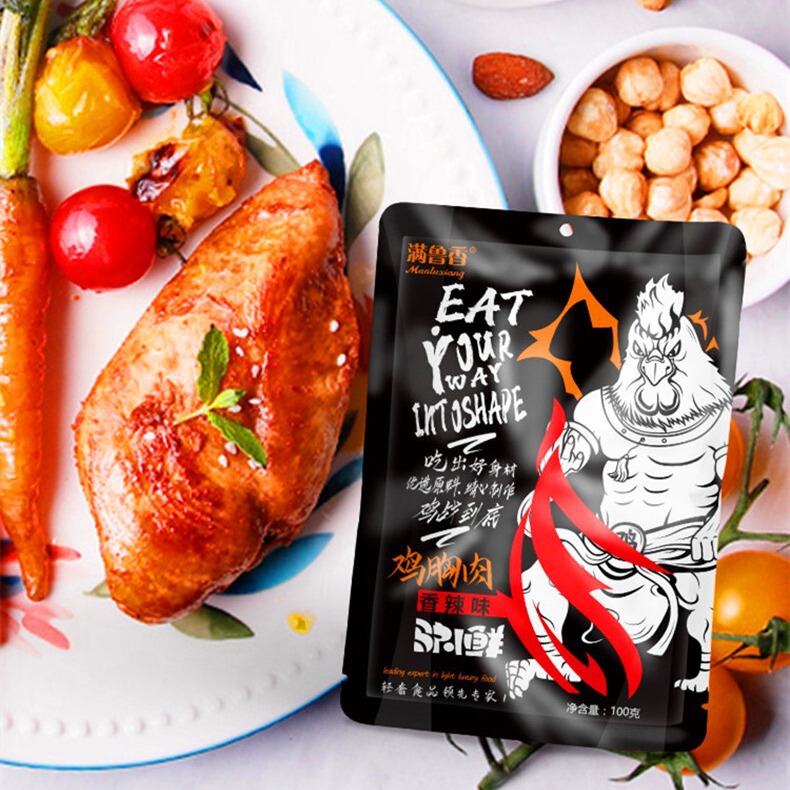 Manluxiang Ready-To-Eat Chicken Breast, Low-Fat, High-Protein, Fitness-Specific Meal Replacement, 100G/Bag, Fitness Meal Replacement