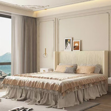 法式轻奢设计布艺褶皱卧室大床北欧百褶主卧箱体床现代简约双人床