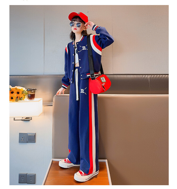 Girls' outfit 2023 new style girls' stylish baseball uniform children's clothing autumn sports two-piece set_voghion.com