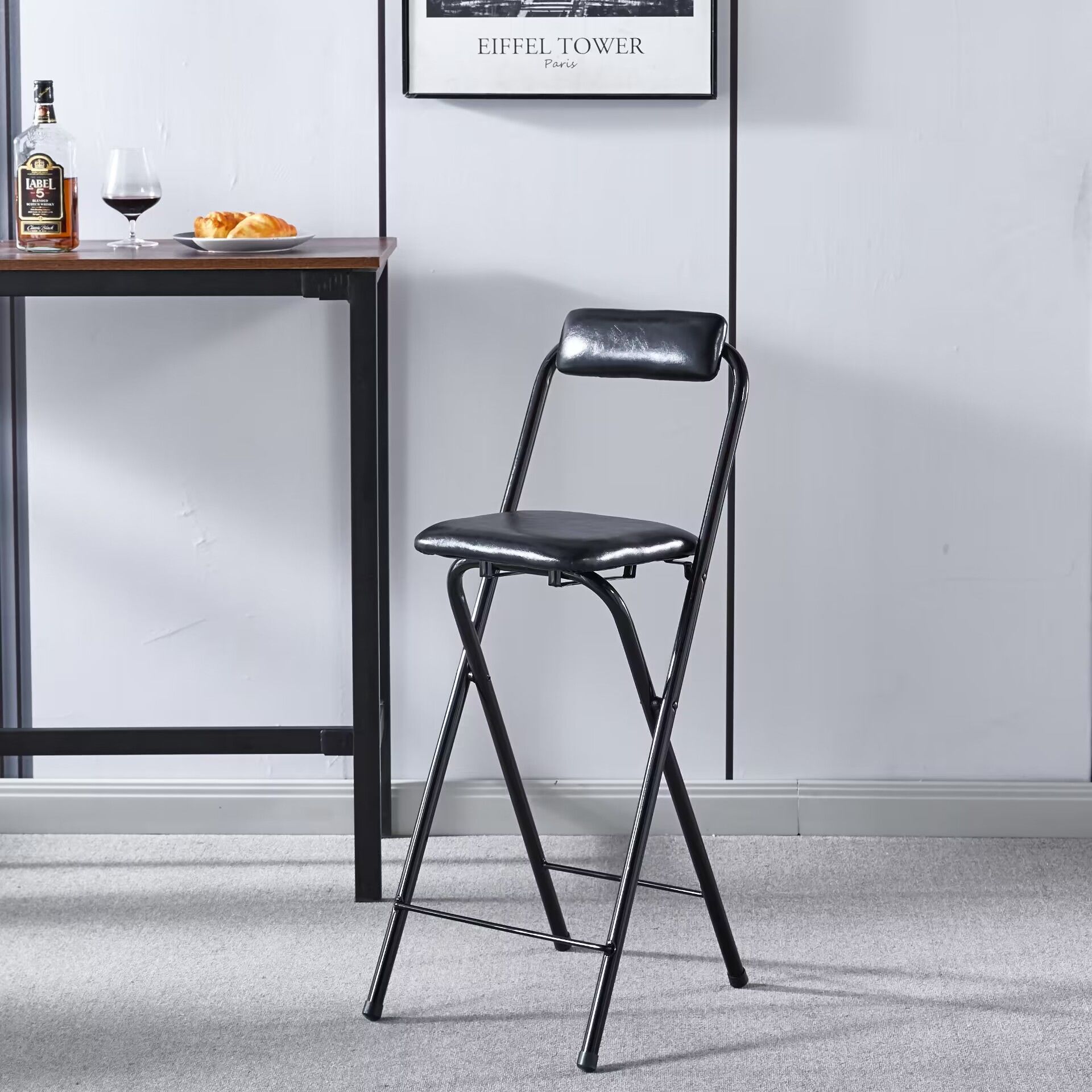 Black leather cushion (seat height 65cm)