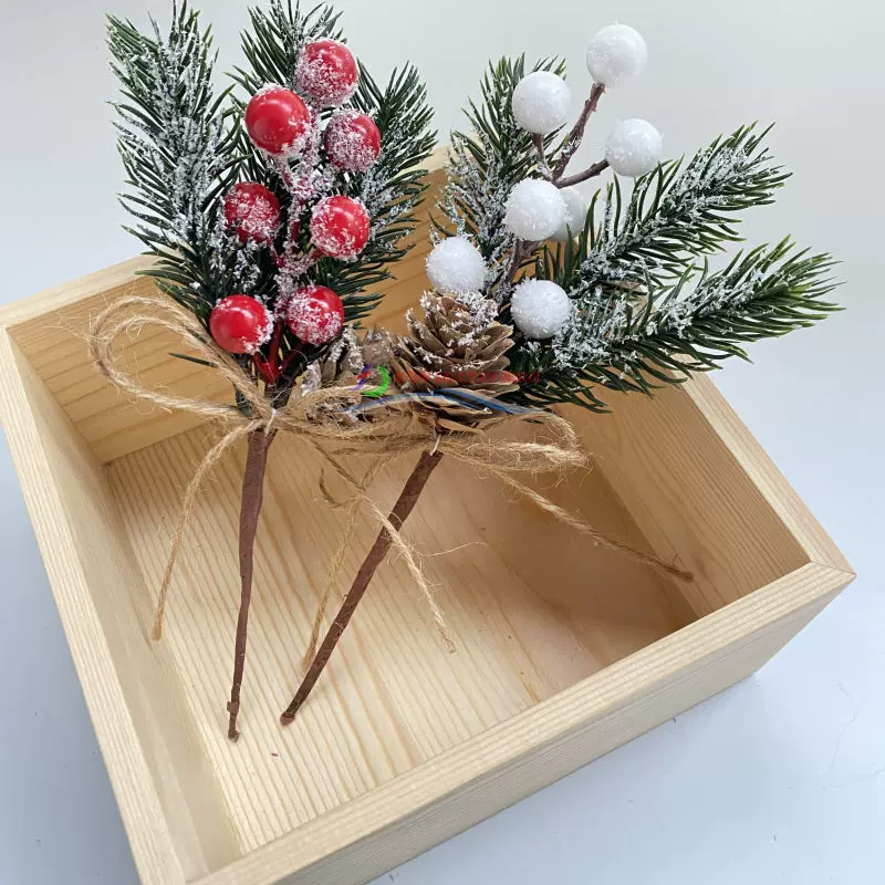 Кросс-бордер Christmas branches декор снег сосновые иголки цветы ветви украшения рождественский день моделируемое растение красный плод биты