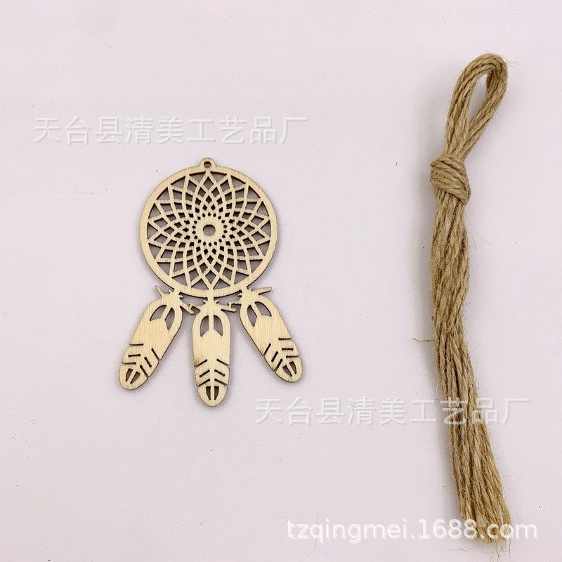 80*55mm bola de bádminton de madera tallado pieza de madera colgante decorativo 10 un paquete con cuerda de cáñamo