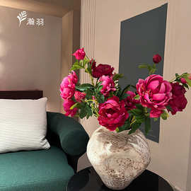 牡丹仿真花 高级感芍药婚庆装饰绢花家居摆设拍摄道具芍药