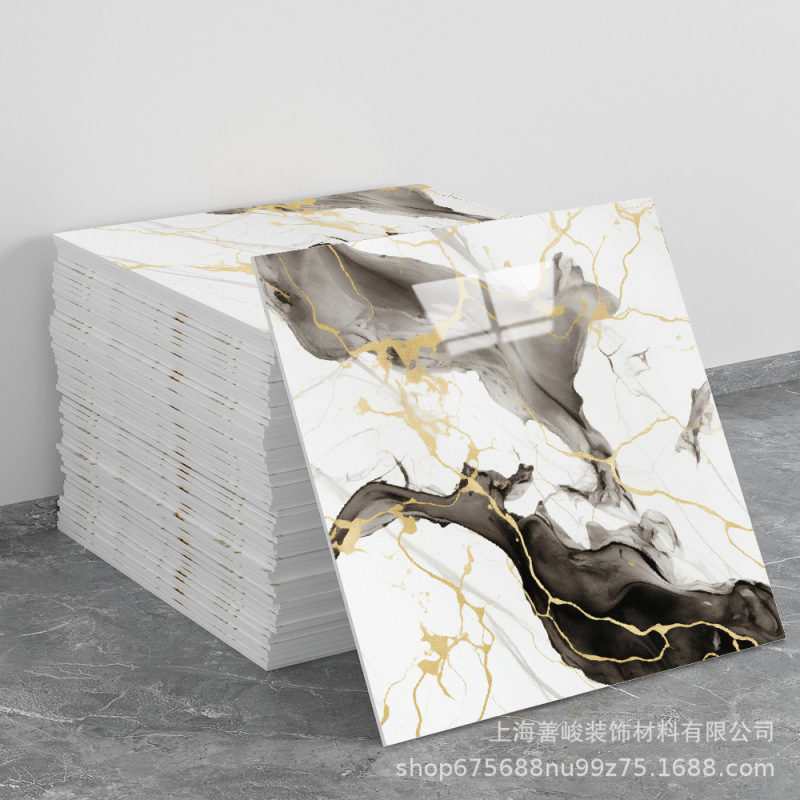 跨境出口批发30*30cm 仿瓷砖大理石纹自粘墙壁纸护墙板铝塑板贴纸|undefined