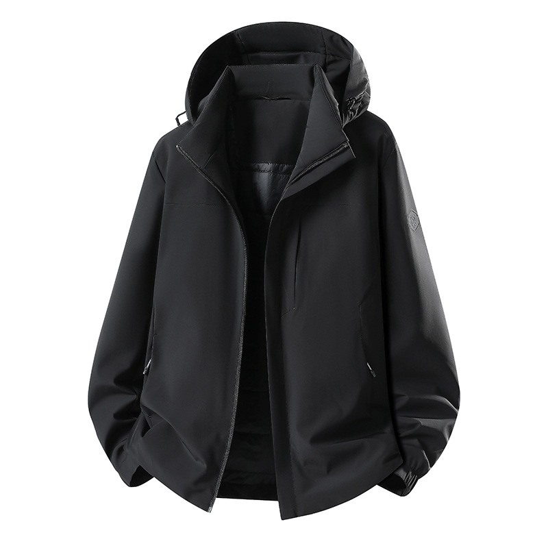 New autumn and winter outdoor quilted jacket for men, soft, comfortable, warm, wrinkle-free, detachable hooded top