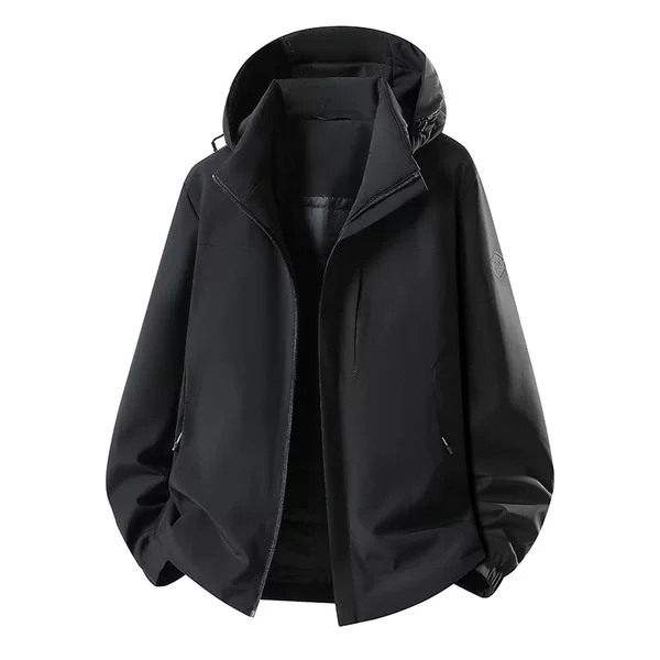 New autumn and winter outdoor quilted jacket for men, soft, comfortable, warm, wrinkle-free, detachable hooded top