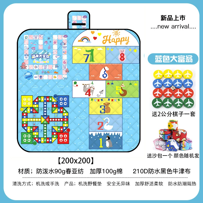 Picnic mat with pictures and samples, customized spring outing moisture-proof mat, thickened waterproof lawn mat, portable beach mat for foreign trade