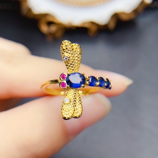 New Natural Sapphire Ring S925 Silver Inlaid Main Stone 4*5mm Versatile Popular Hot Style Women's Jewelry Wholesale
