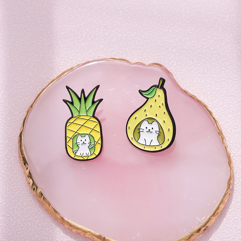 Cartoon Style Pear Apple Watermelon Alloy Stoving Varnish Unisex Brooches display picture 7