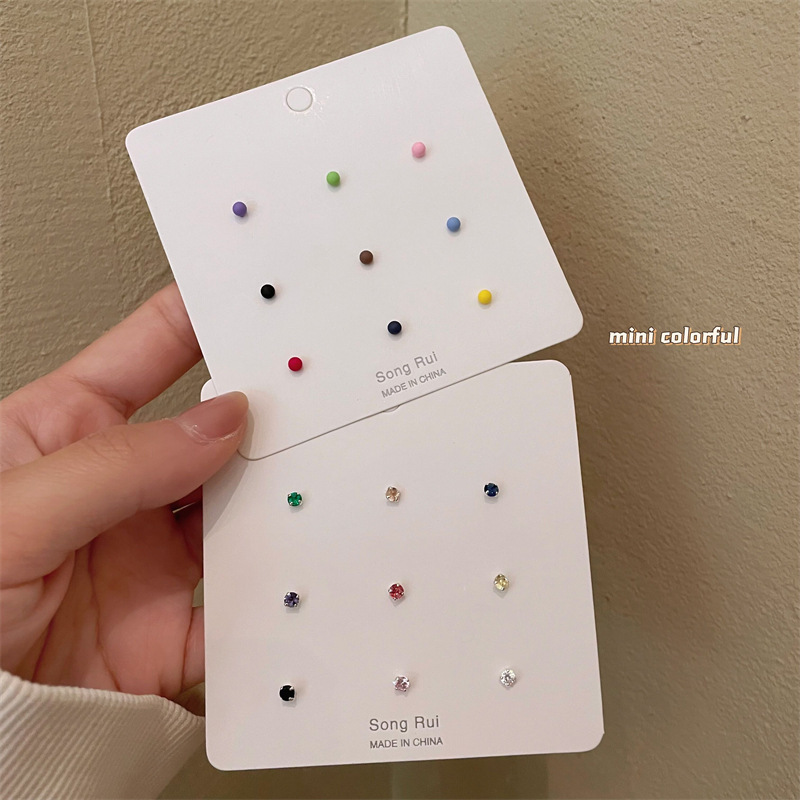 Easiest for Match Korean Colorful Pearl Zircon Earring Set Combination 2023 New Trendy Simple Women's Earrings