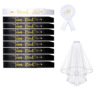 Team Braut Single hens party bride bride golden green onion powder with chest chapter veil 10 -piece set of spot